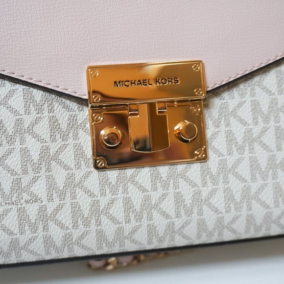 Michael Kors Rose Medium Flap Shoulder Crossbody Bag MK Vanilla Pink - Picture 14 of 14